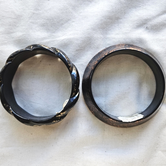 Pair VTG bangle bracelets speckled metallic by Van Allen - Picture 3 of 11